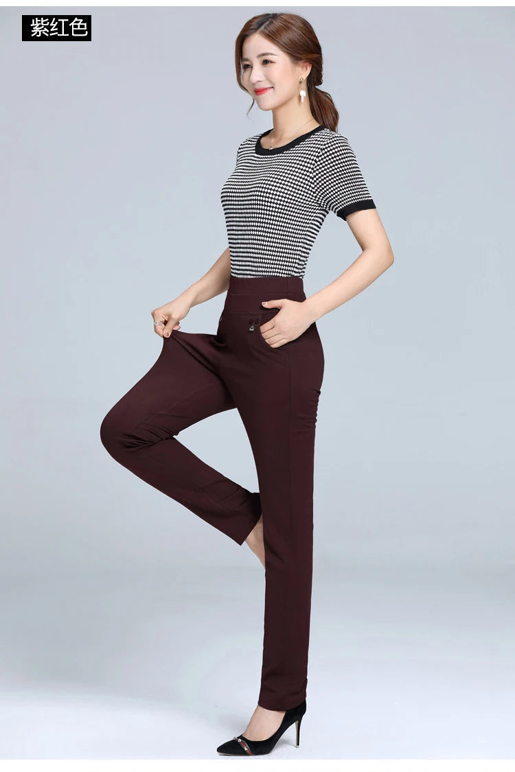 Women Pants Straight Pants Slim Casual Female Stretch Trousers black fashion Jeans office Trousers  joggers