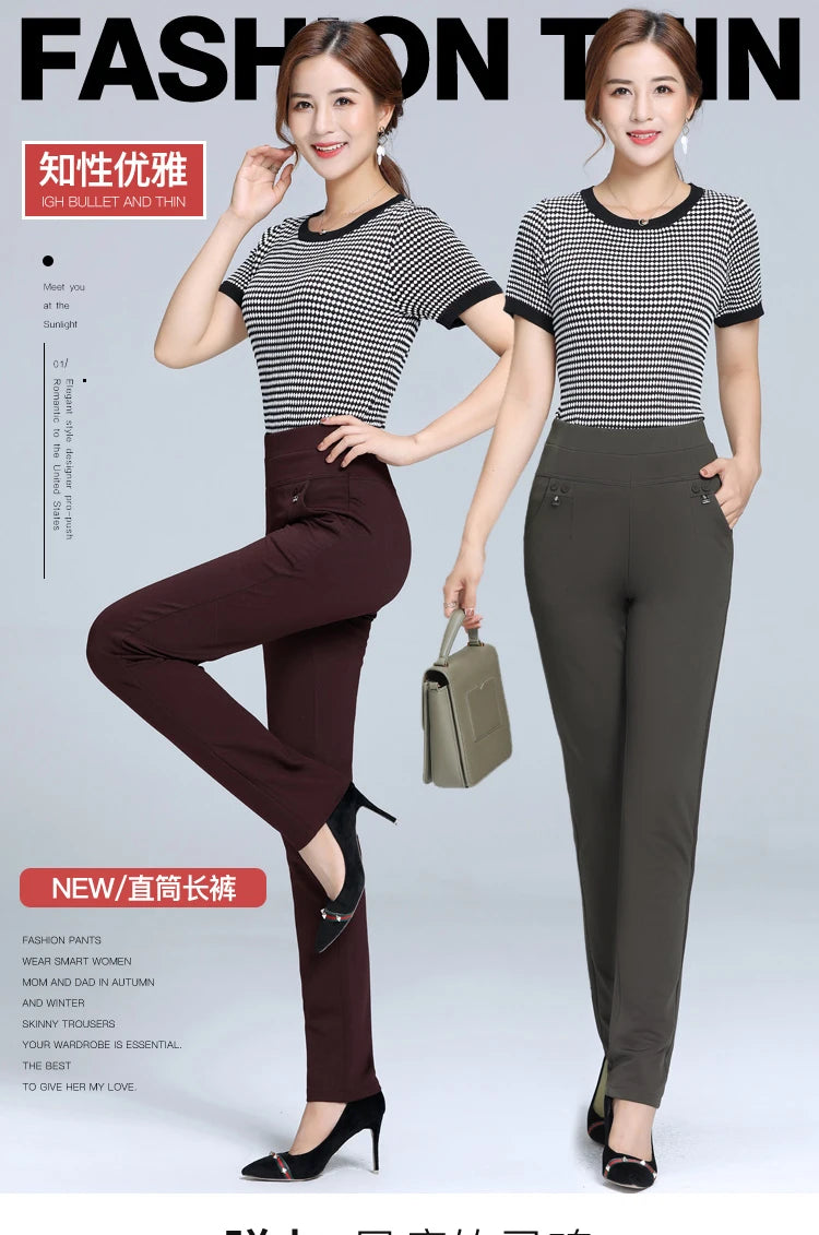 Women Pants Straight Pants Slim Casual Female Stretch Trousers black fashion Jeans office Trousers  joggers