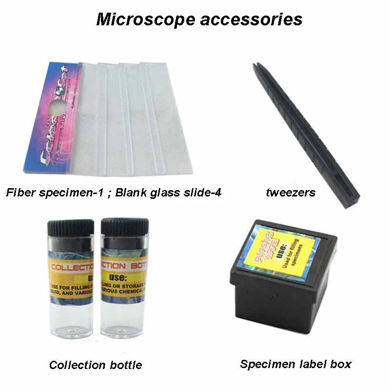 ZK30 New Microscope Kit Lab LED 100/400/1200X/1600X Home School Educational Toy Gift Refined Biological Microscope For Kid Child