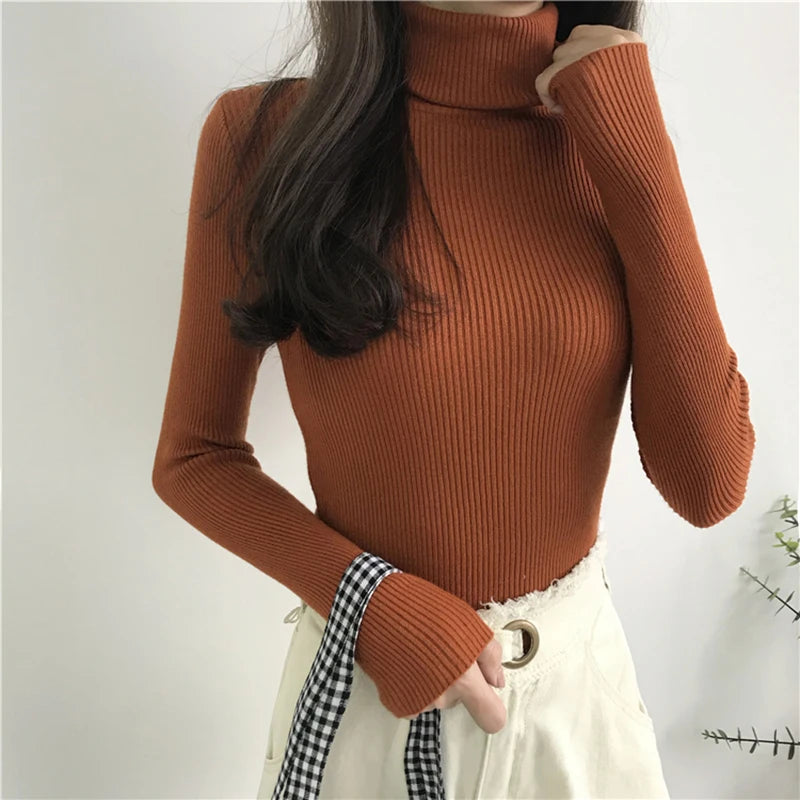 Turtleneck Sweater Women's 2024 Autumn Winter Tops Korean Slim Women Pullover Jumper Knitted Sweater Pull Femme Hiver Truien