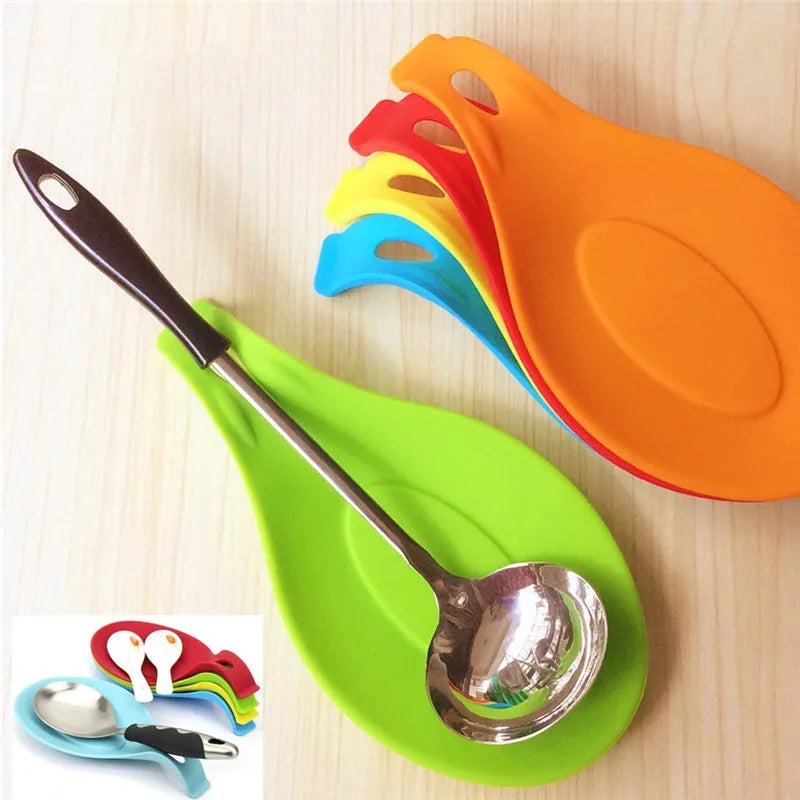 Kitchen Cooking Tools Silicone Spoon Fork Mat Shelf Spoon Rests Pot Clips Holder Organizer Pad Storage Heat Resistant Home Tools