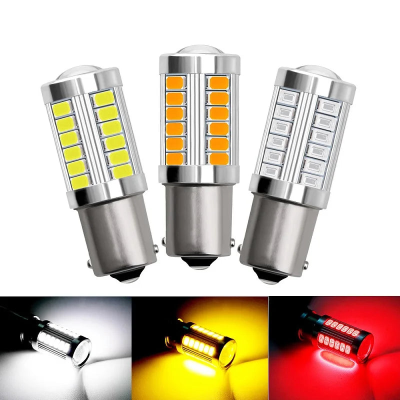 2/4/8pcs PY21W Ba15s 1156 Bay15d 1157 LED Bulb Turn Signal Lights DRL Fog Tail Brake Reverse Parking Lamps 12V 33SMD 7000K White