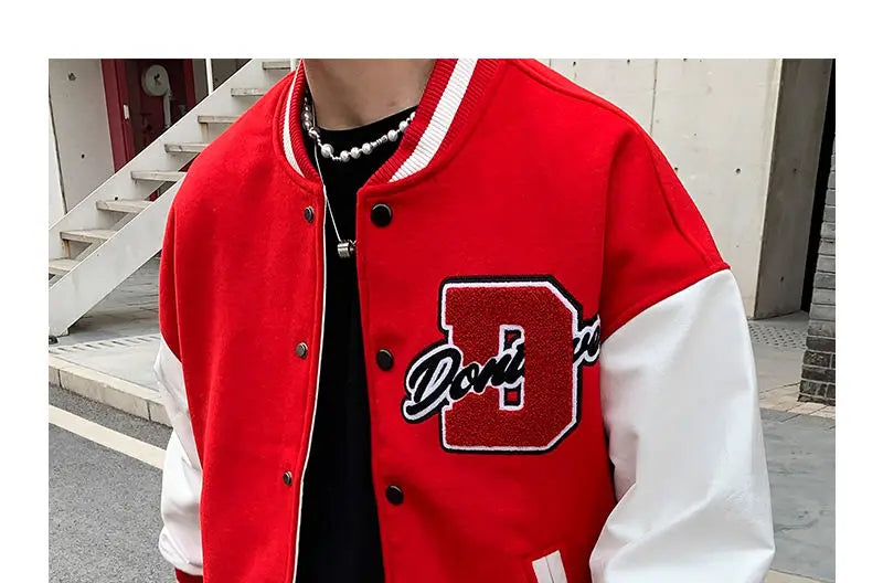 Embroidered jacket for men's Y2K street hip-hop retro baseball uniform