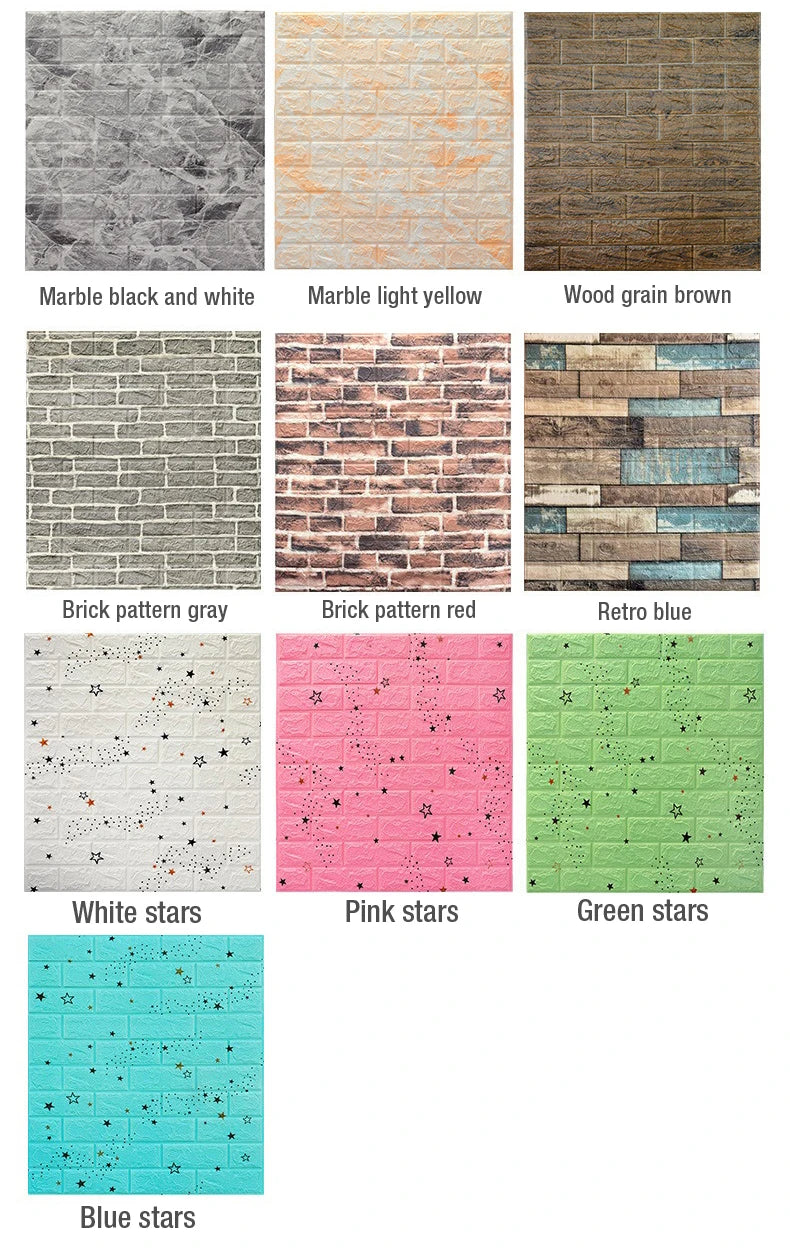 4pcs/12 pieces 3D Brick Wall Stickers DIY Decor Self-Adhesive Waterproof Wallpaper For Kid Room Bedroom 3D Wall Sticker 3D panel