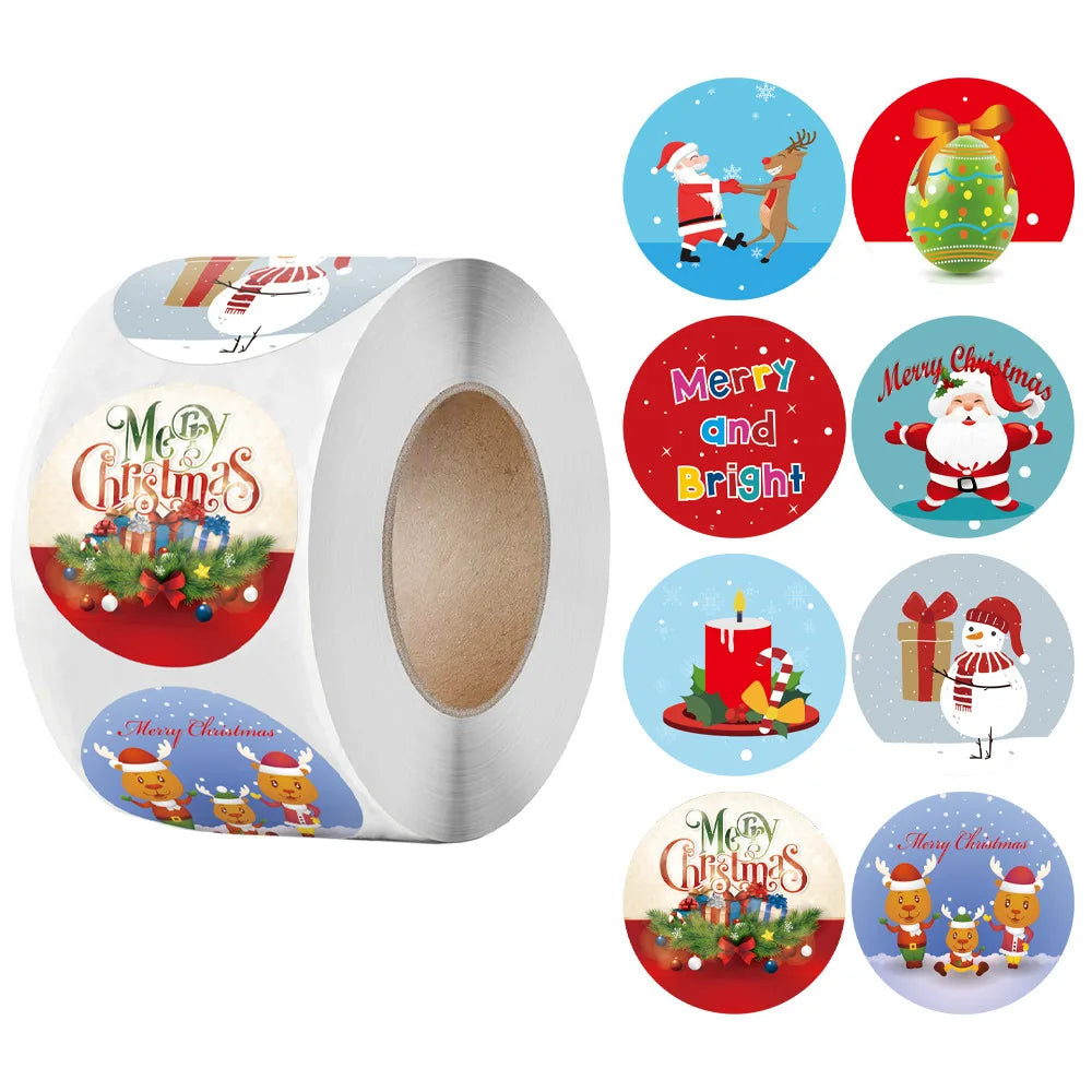 50-500Pcs Christmas Theme Seal Labels Stickers Merry Christmas Stickers For DIY Gift Baking Package Envelope Stationery Decor