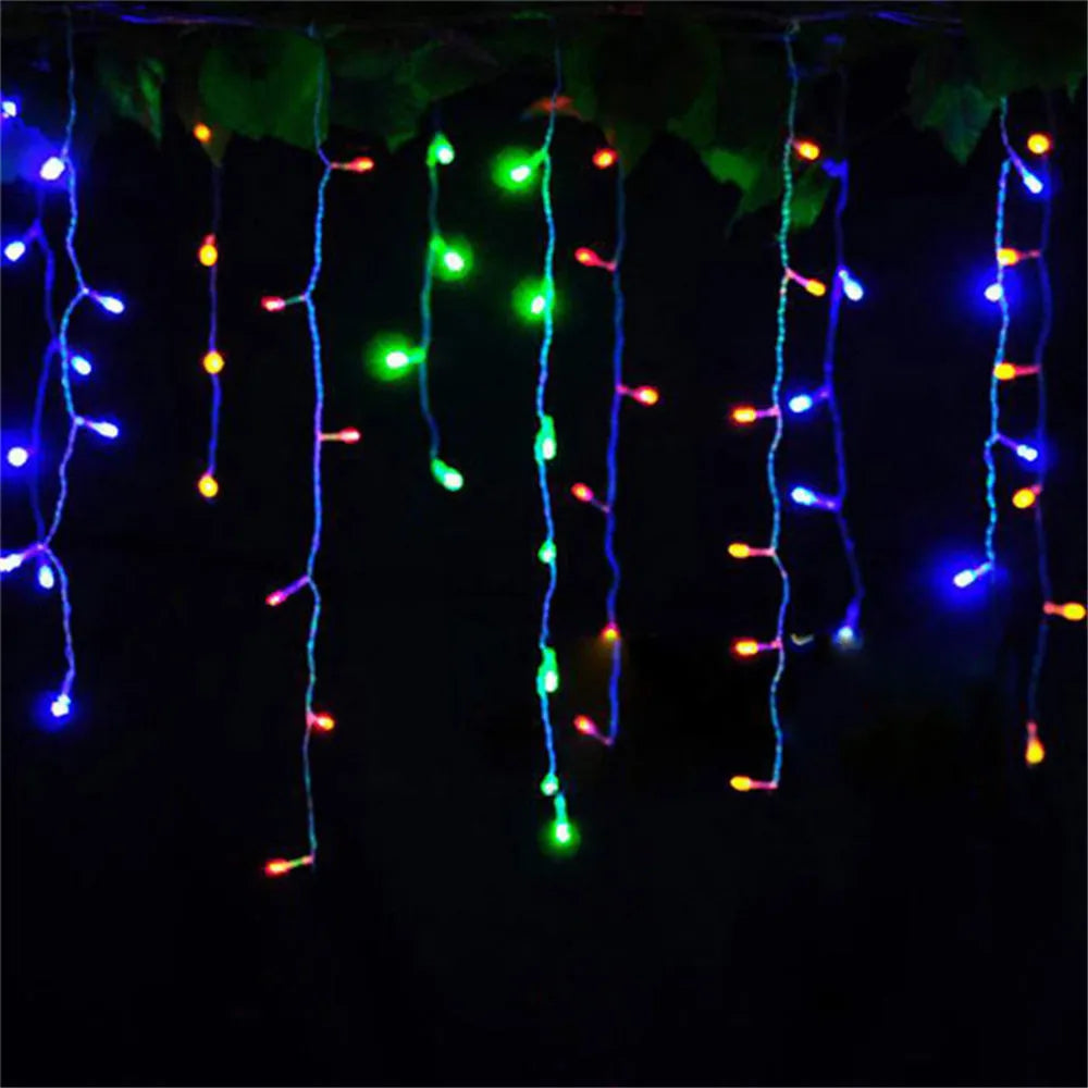 Christmas String Lights 5M LED Curtain Icicle Garland String Lights Droop 0.4-0.6m Decoration for Eaves Garden Street Outdoor