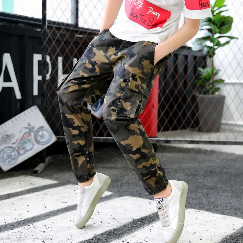 Children Boys Camo Cargo Trousers Casual Clothes Pants Military Army Combat Camouflage Jeans Jogger Sweatpants Bottoms