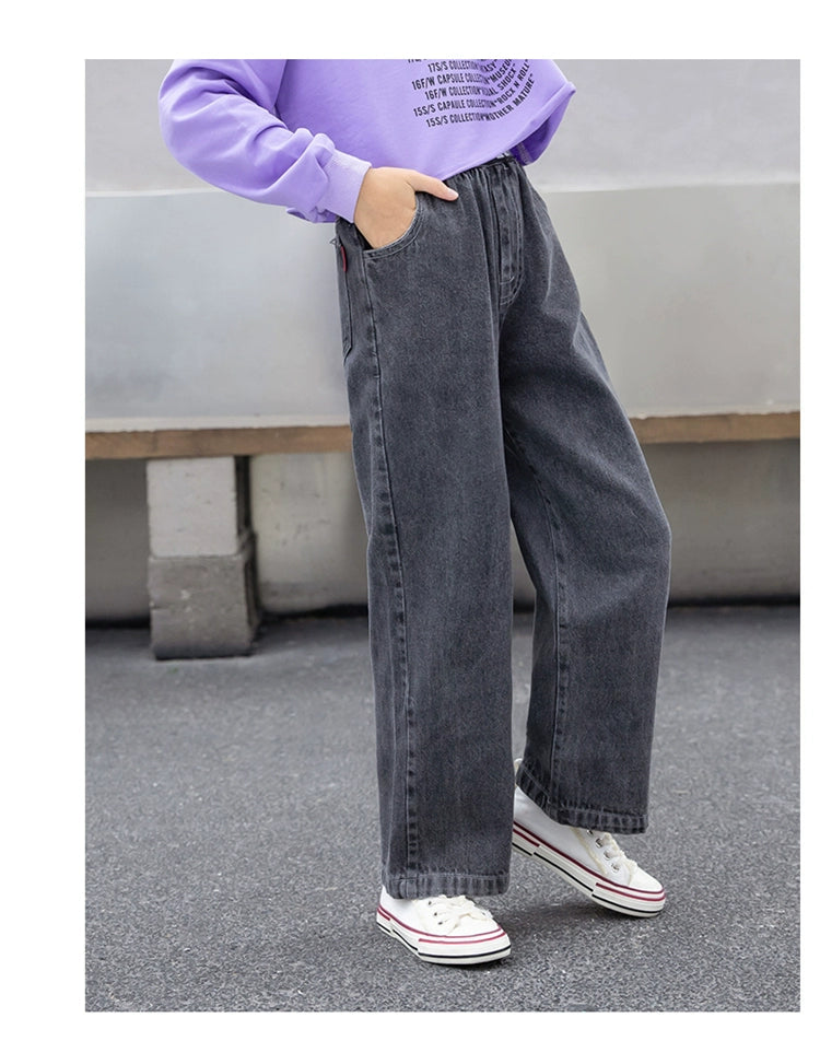 Jeans For Girls Patchwork Kids Jeans For Girls Letter Pattern Kids Jeans Casual Style Children Clothes 6 8 10 12 14 years