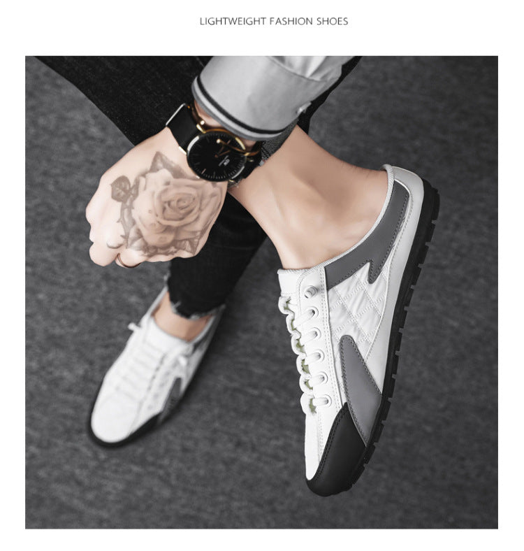 Fashion Men New Style Lat-Soled Wild Flat-bottomed Summer Thin Section Baotou Half Slippers