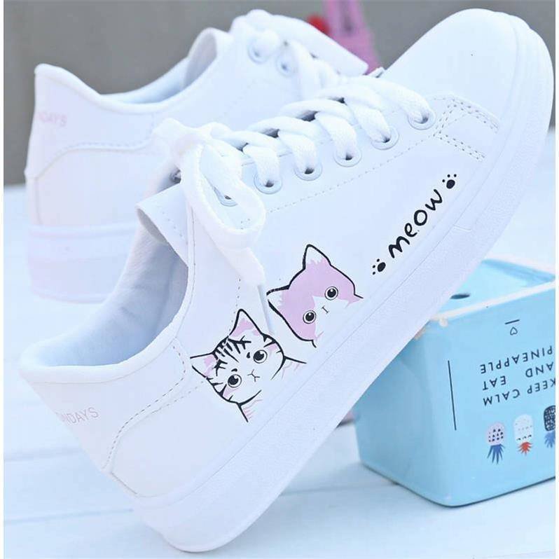 Women  Fashion Lace-up Sneakers Woman Casual Shoes Printed Summer Women's