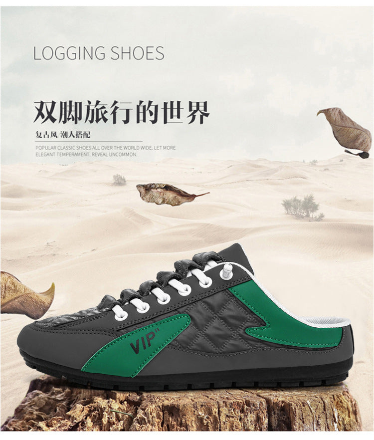 Fashion Men New Style Lat-Soled Wild Flat-bottomed Summer Thin Section Baotou Half Slippers