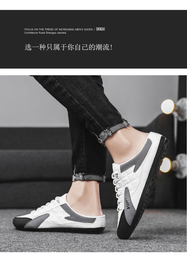 Fashion Men New Style Lat-Soled Wild Flat-bottomed Summer Thin Section Baotou Half Slippers