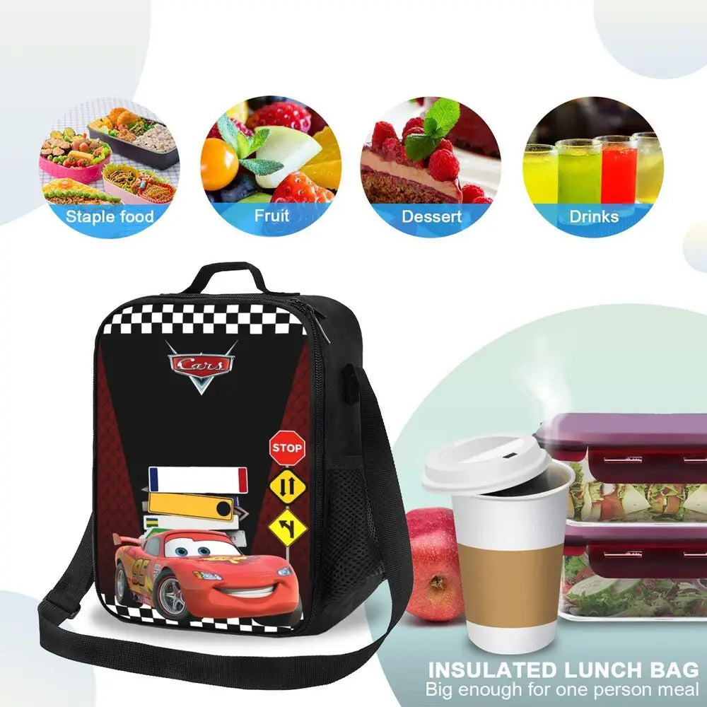 Lightning McQueen Racer Thermal Insulated Lunch Bag Women Lunch Tote for Kids School Children Storage Bento Food Box