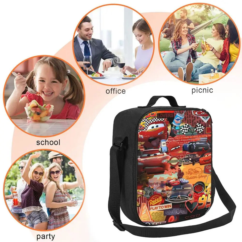 Lightning McQueen Racer Thermal Insulated Lunch Bag Women Lunch Tote for Kids School Children Storage Bento Food Box