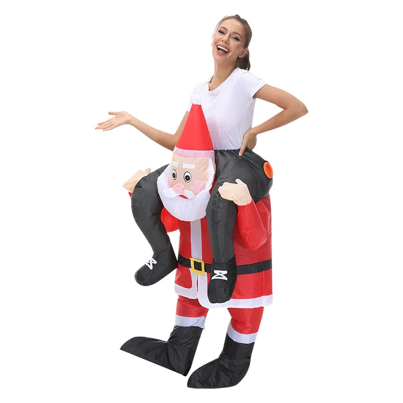 New Christmas Adult Riding-Santa Claus Inflatable Costumes Halloween Party Mascot Fancy Role Play