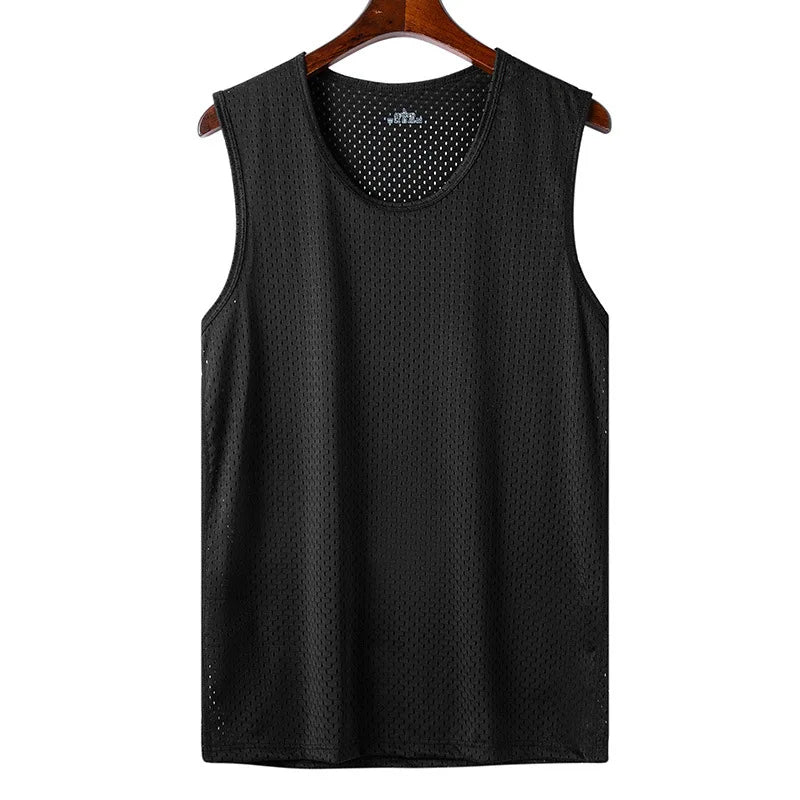 New Mens Mesh Vest Ice Silk Quick-drying Bodybuilding Tank tops Fitness Muscle Sleeveless Narrow Vest Fitness Casual Sport Tops