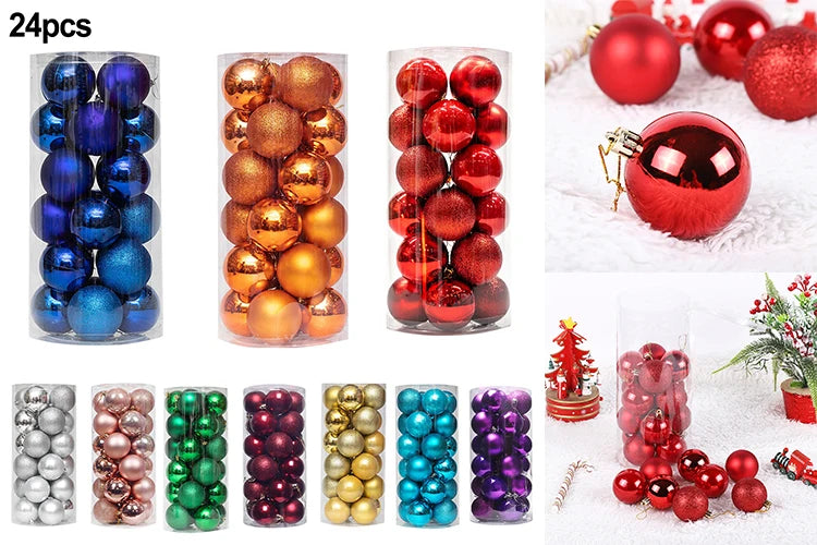 Christmas Ornaments 3cm Hanging Plastic Balls Set Xmas Tree Decorations For Holiday