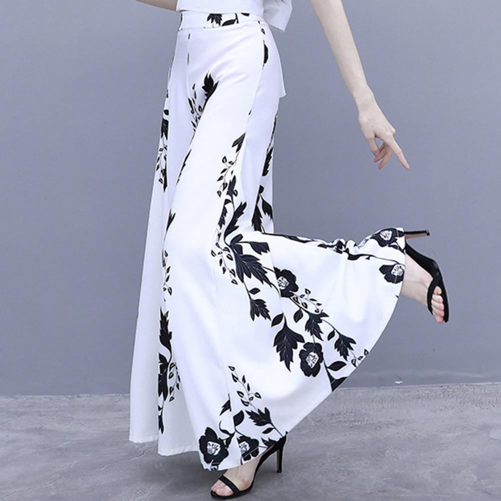 Women's Summer Long Skirt Contrast Color Baggy Flower Print High Waist Slimming Plus Size Trousers Skirt Daily Clothes