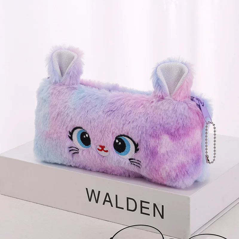 Cartoon Unicorn Pencil Case Plush Kawaii Pencil Bag Cosmetics Storage Pouch Kids Gifts Korean Stationery School Office Supplies