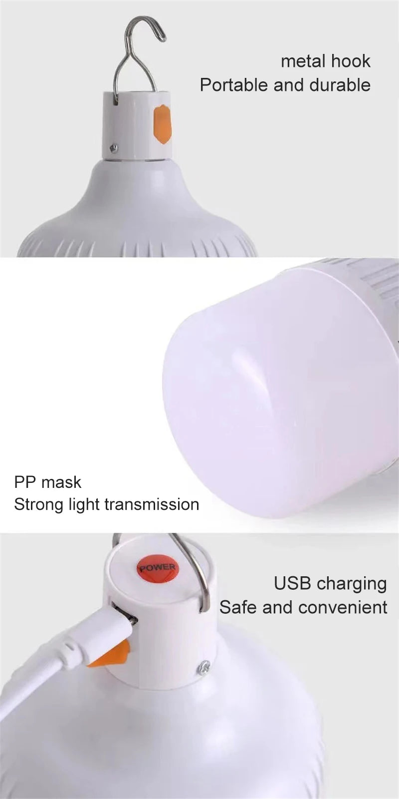 USB Rechargeable LED Light Emergency Bulb  Tents Lighting Camping Equipment Bulb Portable Lanterns