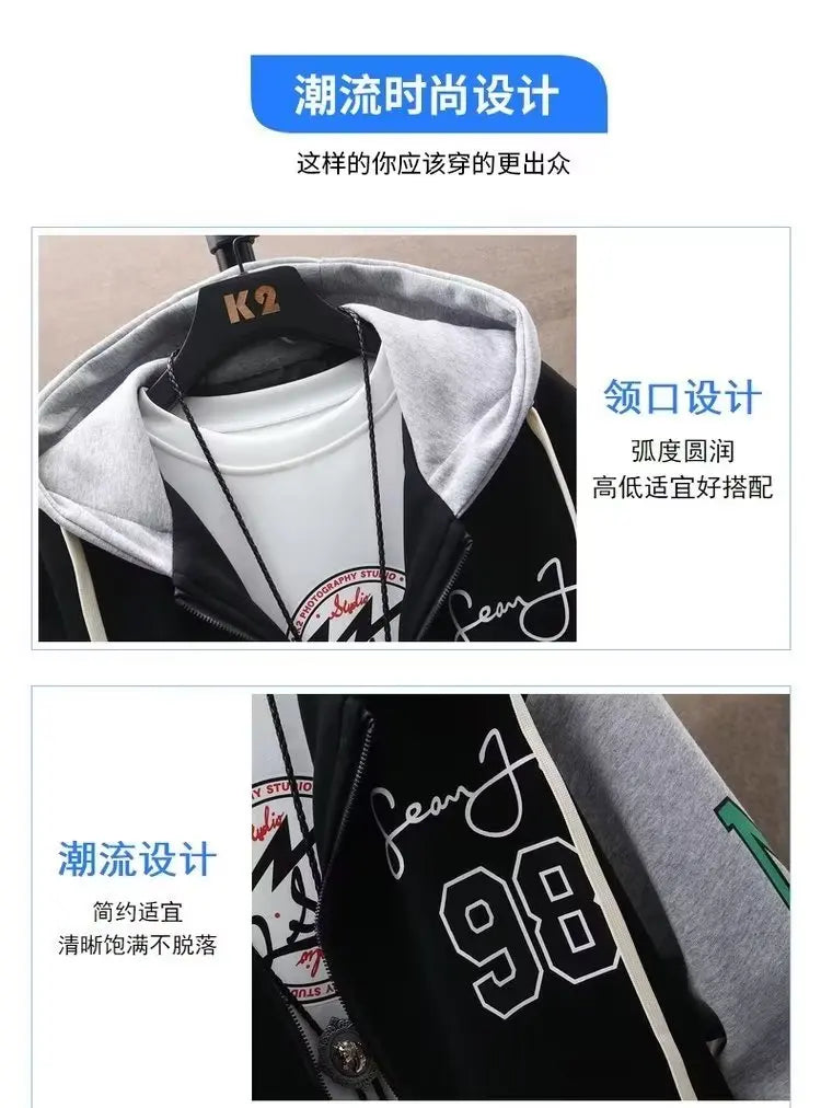 Men's Plush Hooded Pockets Cargo Jacket Men's Clothing Male Coat Hooded Baseball Jersey New