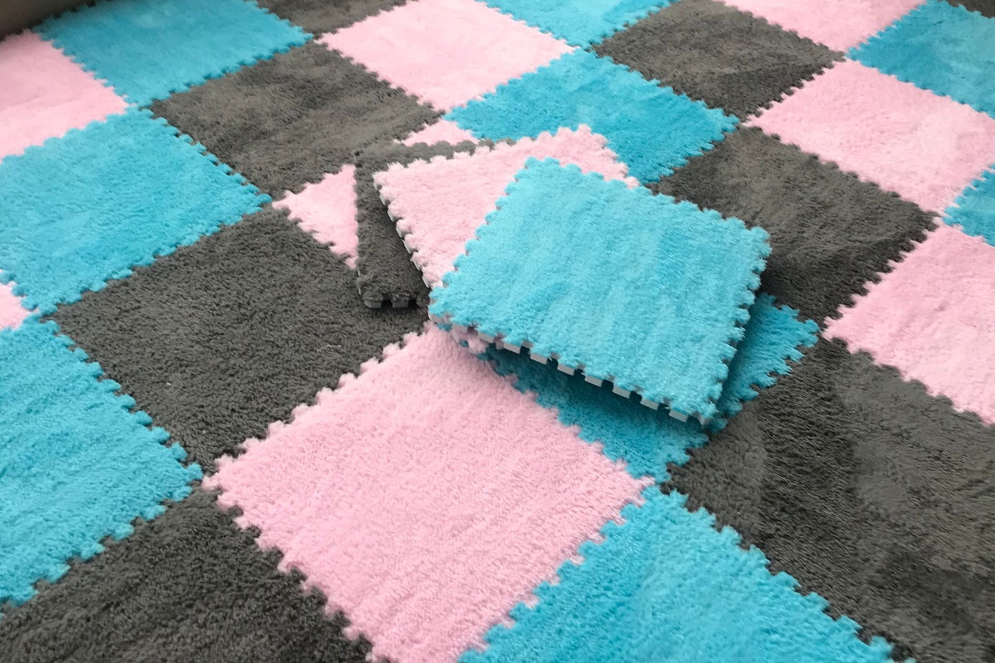 20pcs Fluffy Room Carpet, Bedroom, Children's Bedside Blanket, Stain Resistant Living Room, Splicing Mat,