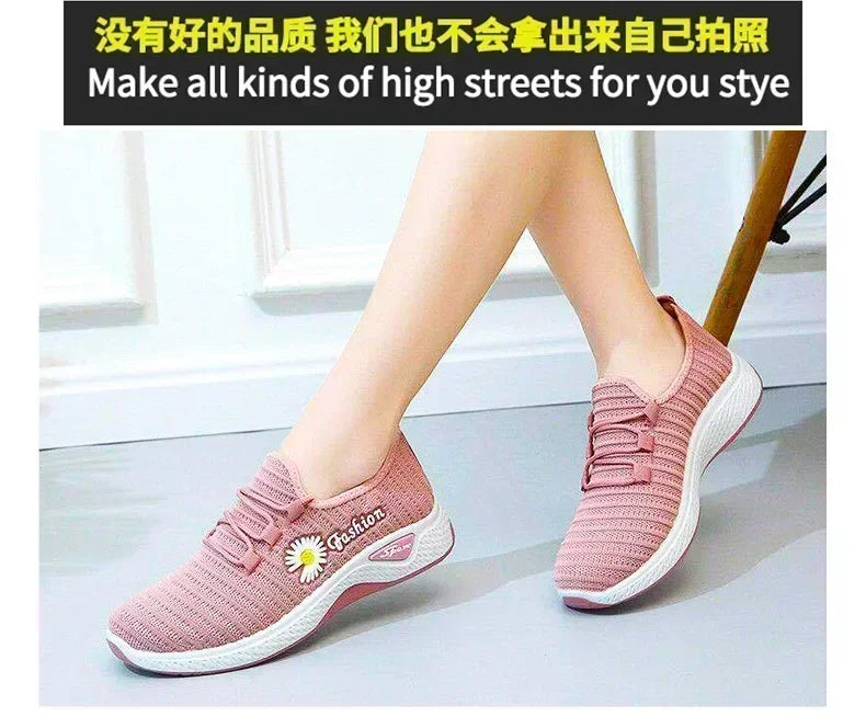 women's light running shoes Adult sneakers,net shoes, comfortable soft soled sneakers, women's breathable casual single shoes