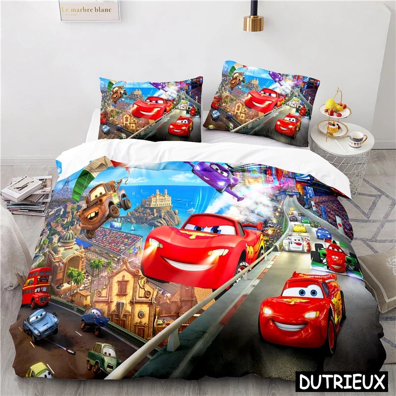 Amazing Bed sheet Cover for Cars Lightning McQueen Mater 3D Print Bedding Set Comforter Cover With Pillowcase Soft Duvet Cover Set For Children Boys Gift