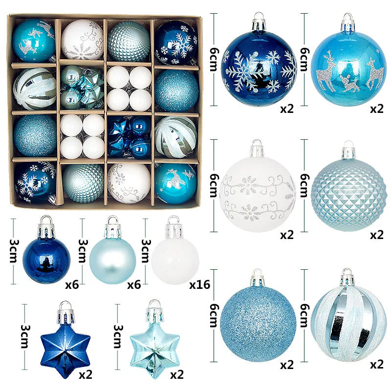 Christmas Ball Ornament Set Big Xmas Tree Hanging Pendant Snowflake Merry Christmas Decoration for Home