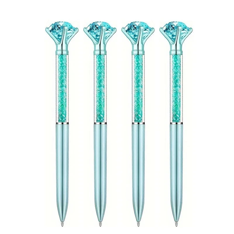 4pcs Large Crystal Diamond Gel Pens Christmas Gift Shiny Ballpoint Pen Black Ink Pens Suitable For School Office Accessories