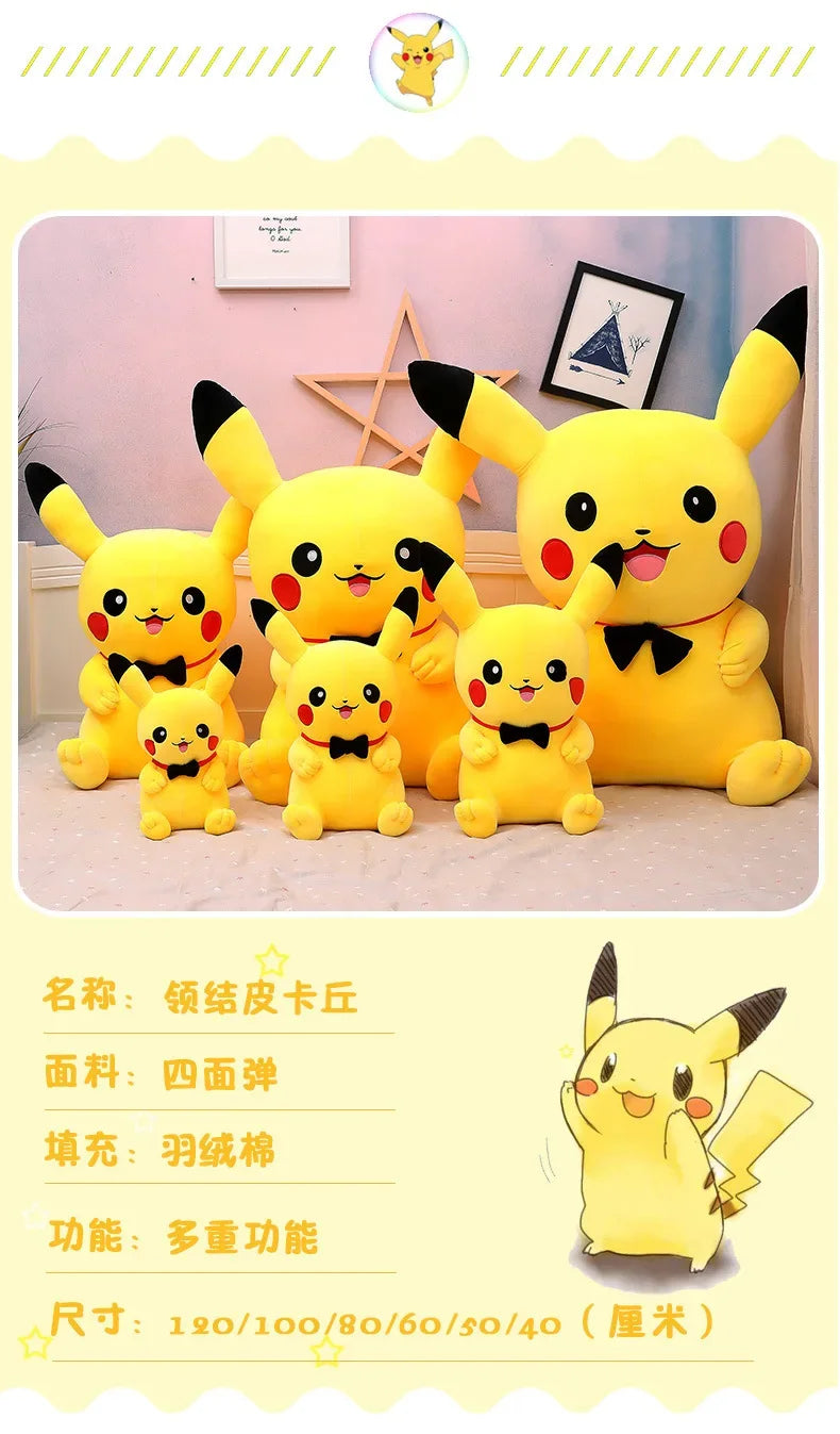 40-120cm Large Pokemon Plush Toys Pikachu Laugh Kawaii Anime Plushie Dolls Pokémon Soft Stuffed Giant Pillows Gifts for Children