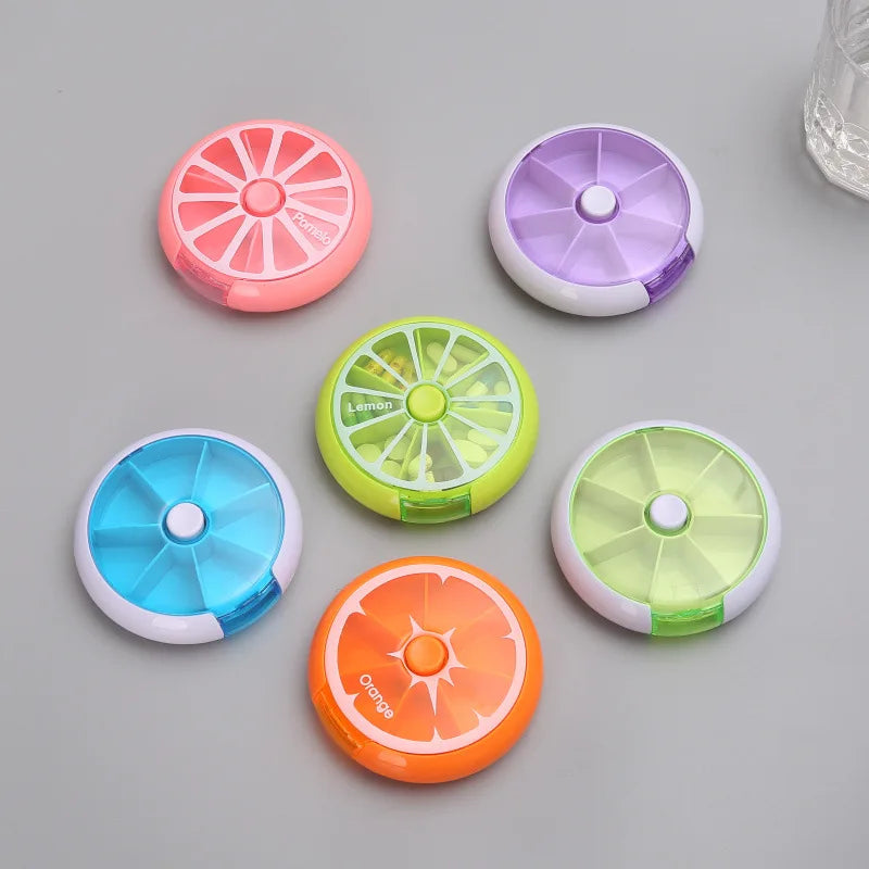 Mini Pill Box Weekly Medicine Pill Box Rotating Pill Box Case Splitter Pill Organizer Portable Travel 7 Day Pill Container Case