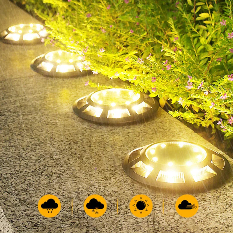 Solar Ground Light Outdoor Waterproof LED for Garden Underground Yard Lawn Pathway Landscape Decoration