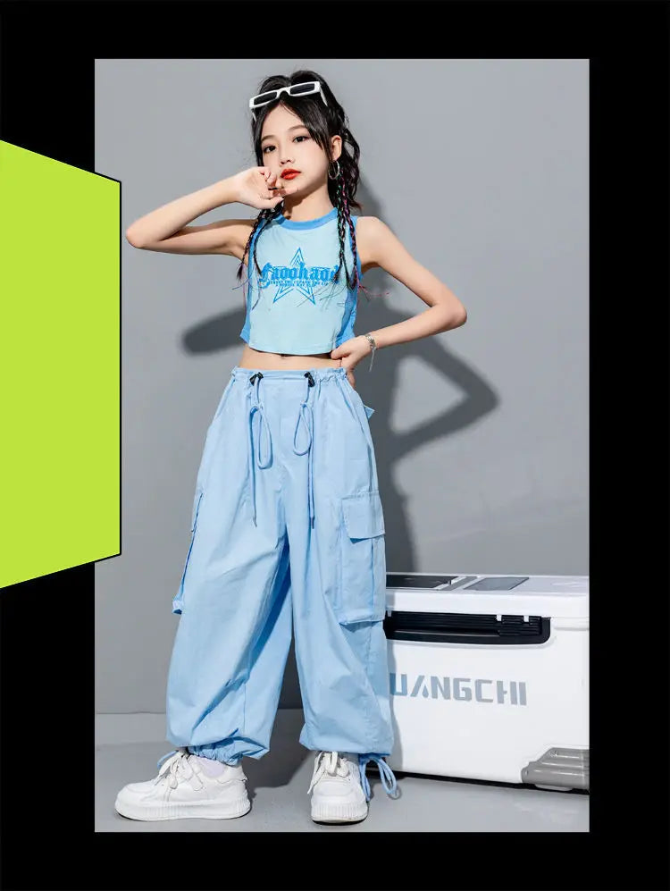 Girls Loose Casual Cargo Pants Fashion Korean Street Style Hip Hop Trousers Wide Leg Pants with Belt for School Vacation Daily