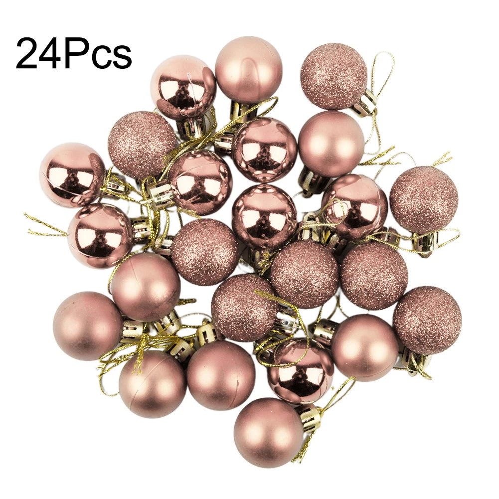 Xmas Party Decor 24Pcs Christmas Ball Bridal Shower Party For Christmas Tree Decoration Hanging Decor Pink Red Silver Blue