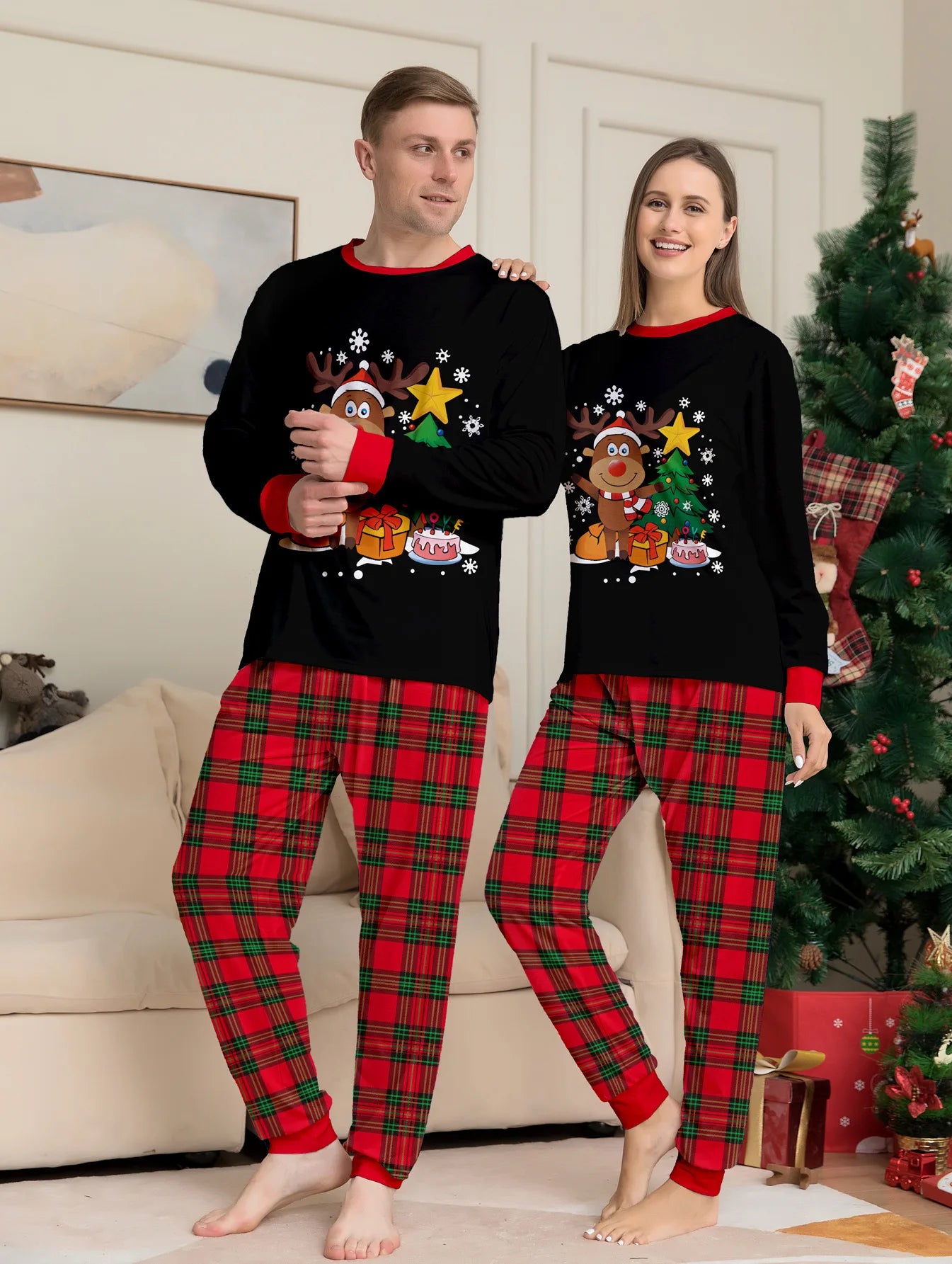 Christmas tree Pajama printing family Christmas set for a family of four pajamas pants 2 pieces