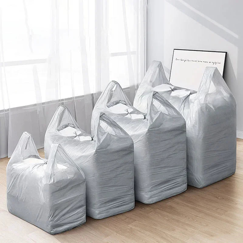 Super Large Silver Bags Thicken Plastic Moving Packaging Bag Transparent with Handle for Duvet Blanket  Bedding Clothing Storage