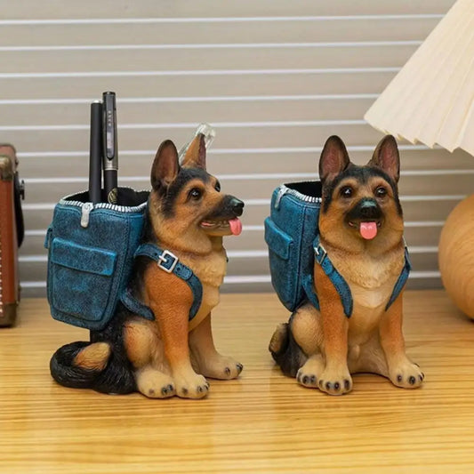 Desk Accessory Shepherd Dog Pen Holder Desk Organizer for Office Pencil Cup for Desktop Unique Desk Accessories