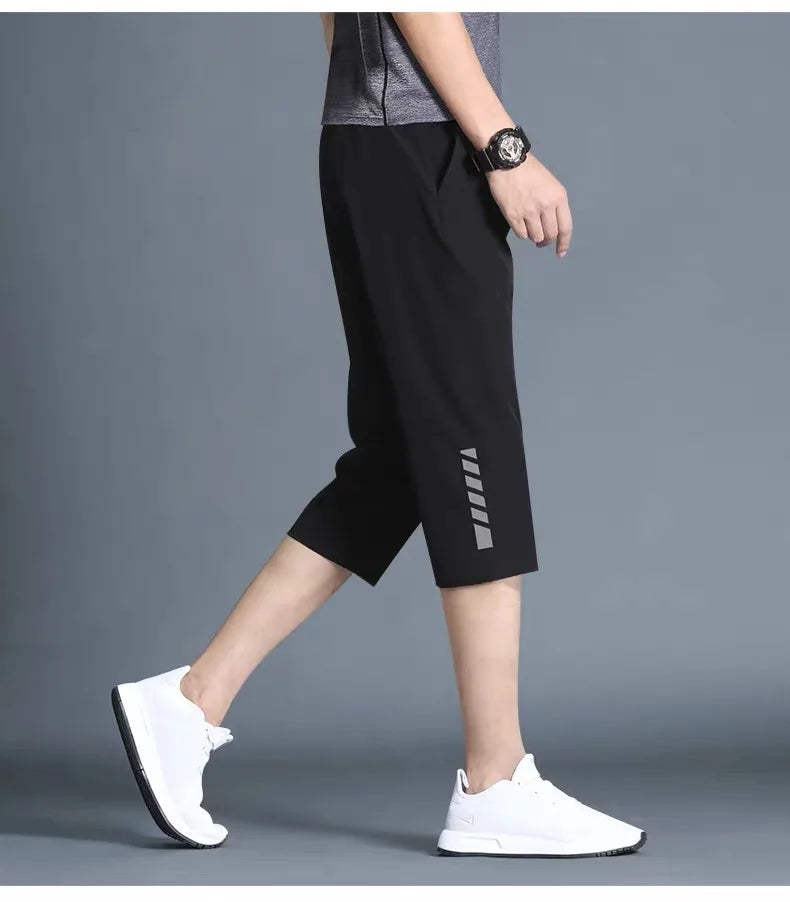 Men's Casual Shorts Thin Loose Elastic Healthy Sports Cropped Pants Plus Fertilizer Plus Size 5XL Beach 3/4 Pants