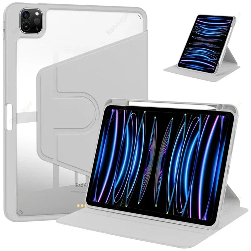 For iPad Air11 M2 Air13  iPad Air4 5 10.9'' 10th 360° Rotating Hard Back Shell Cover for iPad Pro 11 M4 Case 2024/2022/2021/2020