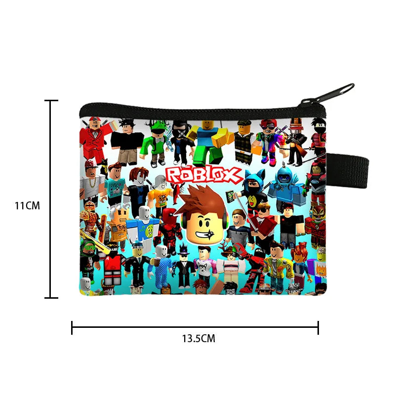 New Roblox Children's Coin Purse Student Portable Cartoon Small Wallet Coin Key Polyester Storage Bag Children's Holiday Gifts