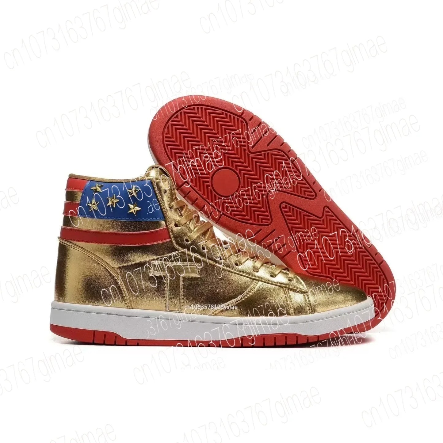 Top Version Best Quality MAGA Trump Shoes Never Surrender Sneakers USA Flag High top Gold Sneakers Men's Road Sneakers