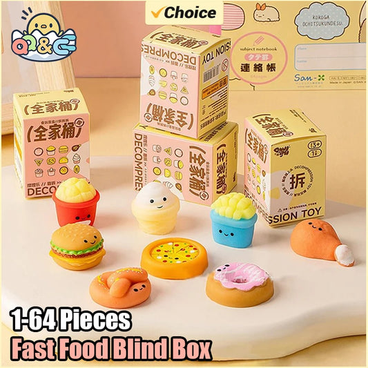 Blind Boxes Kids Stress Relief Hamburger Food Squeeze Chicken Soft Glue Random Fidget Mystery Toys