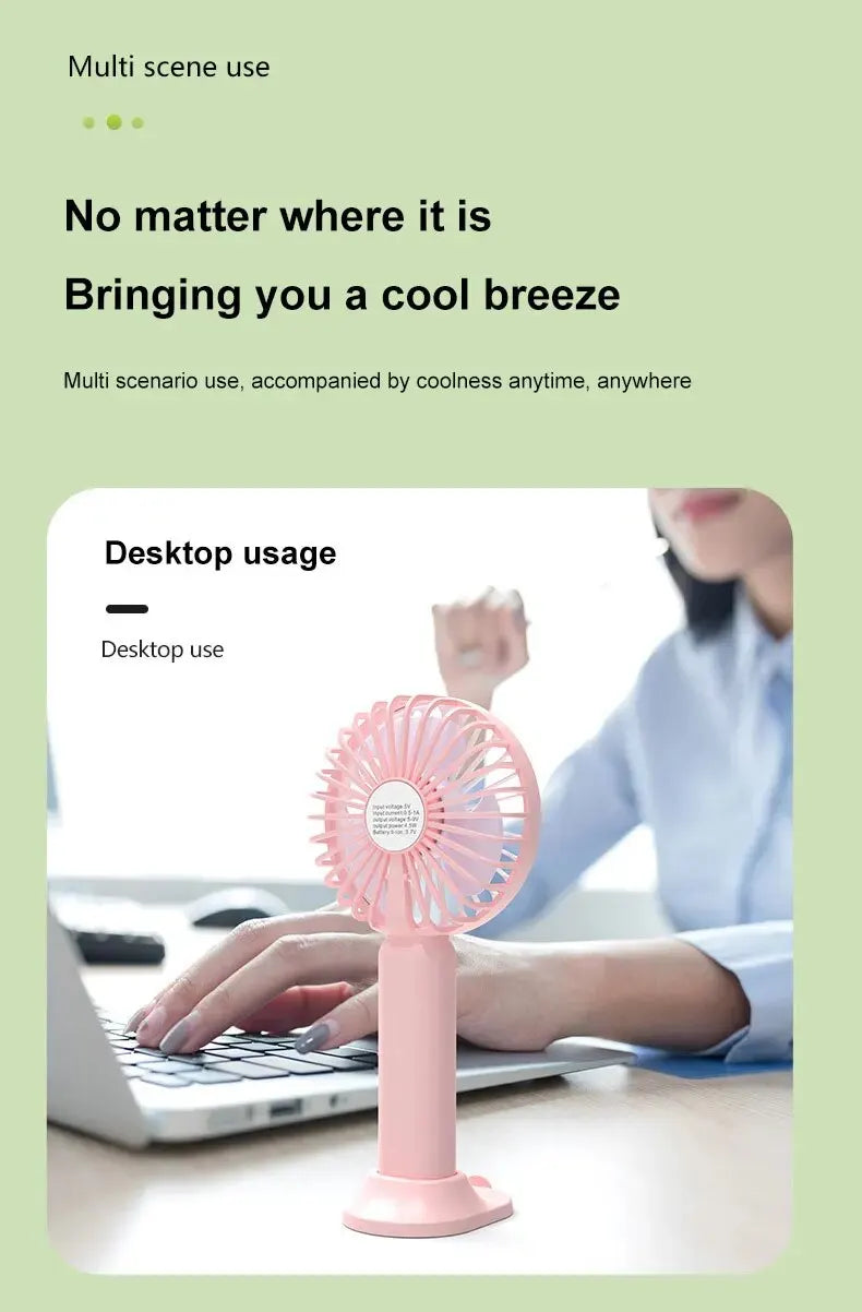 Portable Fan Office Desktop Multifunctional Folding Headed Small Electric Fan USB Mini Portable High Wind Pocket Fan