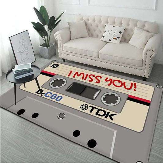 Retro Cassette Music Tape Floor Mat Entrance Door Mat Living Room Kitchen Non-Slip Carpet Bathroom Doormat Household Carpet