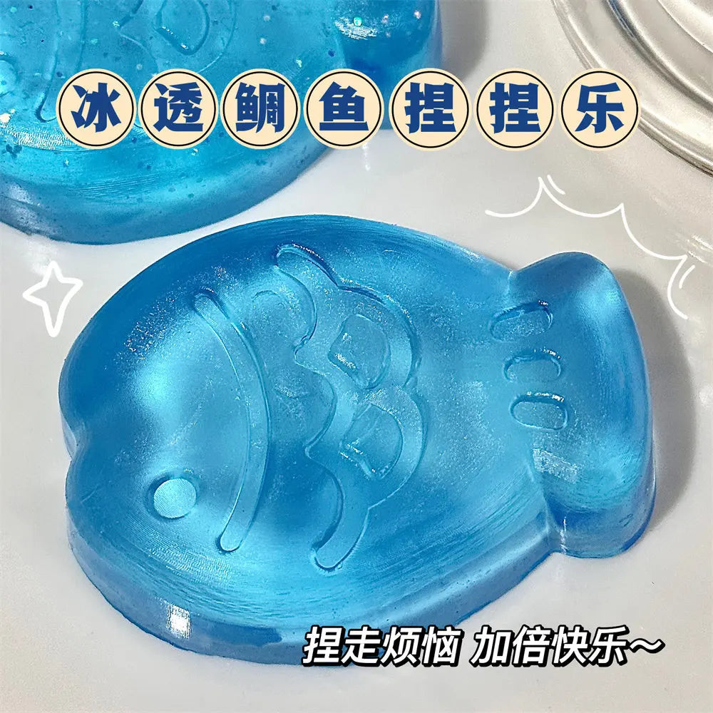 Fidget Toy Mini Squishy Toys Mochi Ice Block Stress Ball Toy Kawaii Transparent Cube cat paw fish Stress Relief Squeeze Toy