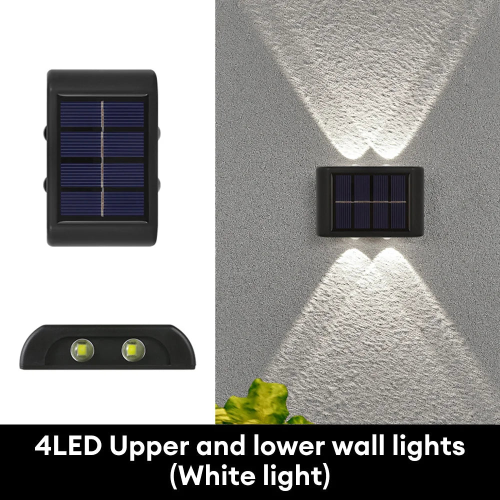 LED Solar Wall Lamp Outdoor Waterproof Up and Down Luminous Lighting Garden Landscape Lamp Stairs Fence Light Balcony Decor