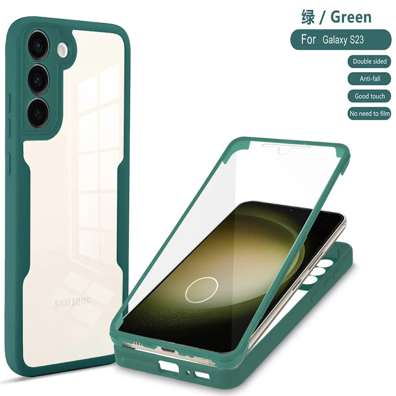 360 Degree Full Body Phone Cover For Samsung Galaxy M02 M12 M33 M53 S21 S22 S23 S24 S30 TPU Shockproof Clear Double sided Cover