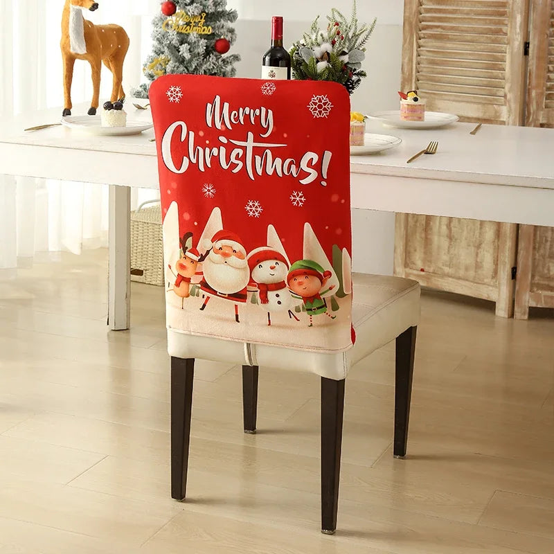 Christmas Chair Cover Cartoon Home Table Dinner Chair Seat Cover Decoration Xmas Party New Year Home Decoration