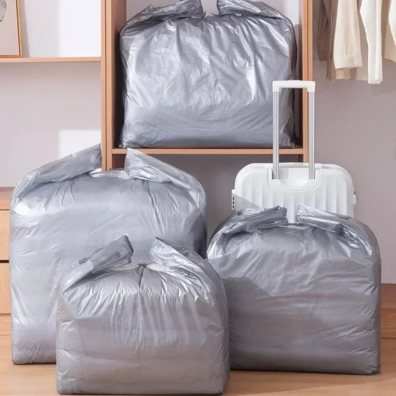 Super Large Silver Bags Thicken Plastic Moving Packaging Bag Transparent with Handle for Duvet Blanket  Bedding Clothing Storage